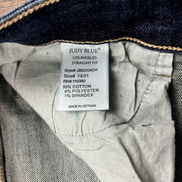 Judy Blue Straight Fit Distressed Jeans Dark Wash Women’s Size 13/31 - Picture 6 of 11